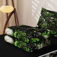 thumbnail image 6 of Homewish Hipple Sugar Skull Zipper Twin Comforter Sets with Fitted Sheet and 2 Pillowcases,Green Rose Floral Zipper Bedding Set,Happy Halloween Bed Set,Black Reversible,4pcs, 6 of 8