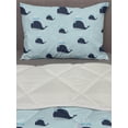 thumbnail image 3 of Cartoon Comforter & Sham Bedding Set, Nautical Fantasy Character with Funny Unicorn Whale, 3 pcs Duvet Set Microfiber Filling Quilt, 5 Sizes, Pale Blue Multicolor, by Ambesonne, 3 of 4