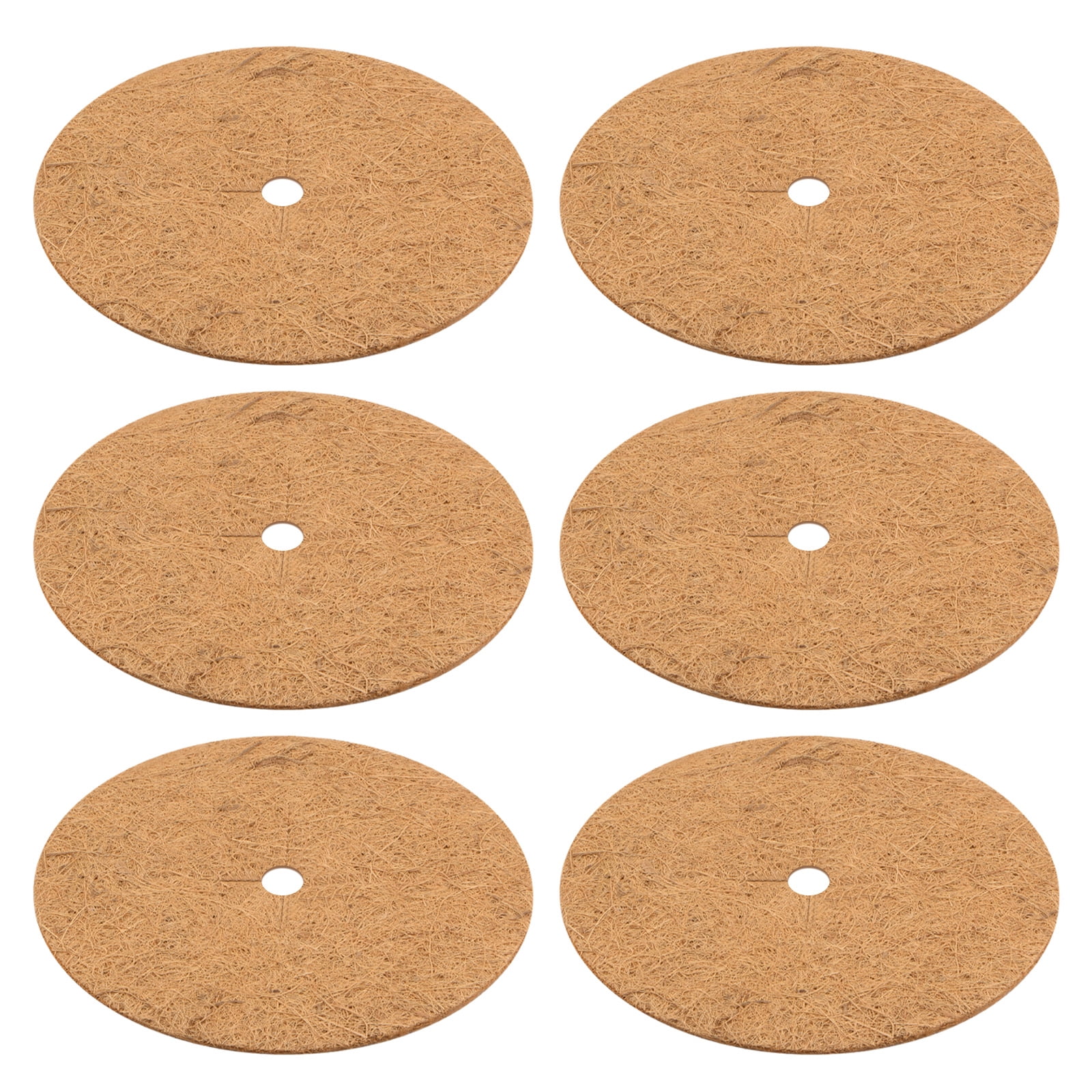 Uxcell 6-Pack Coconut Fibers Mulch Ring Tree Protector Mat, 13.8 Inch Tree Ring Mulch Mat for Plants [Coconut Brown]