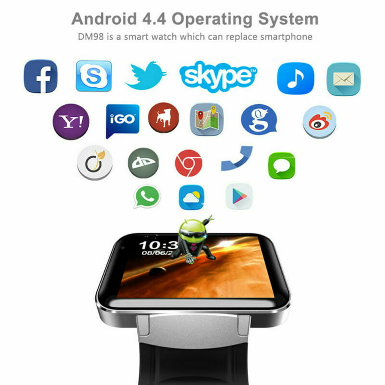 2.2'' Large Screen 3G WiFi Bluetooth Smart Watch 5.1 SIM Camera,Silver - Walmart.com