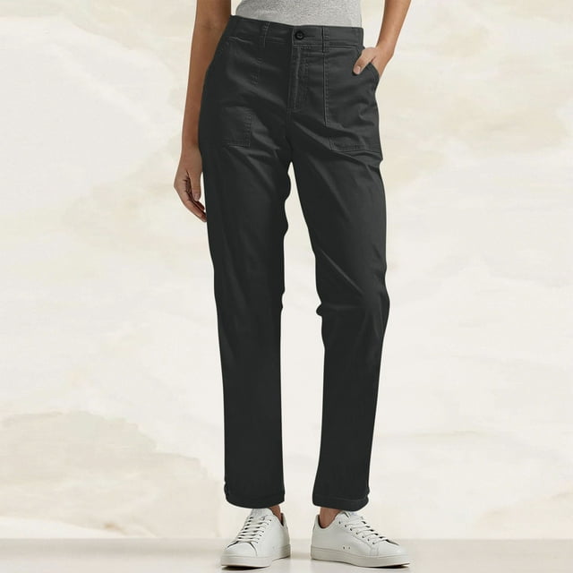 Wensltd Women Cargo Pants Casual Work Clothes Straight Pants Pockets