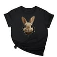 thumbnail image 1 of Tops de Cuello Alto para las Mujeres Amante Impreso Camiseta Cuello Redondo Manga Corta, Poliéster Spandex, 1 of 7