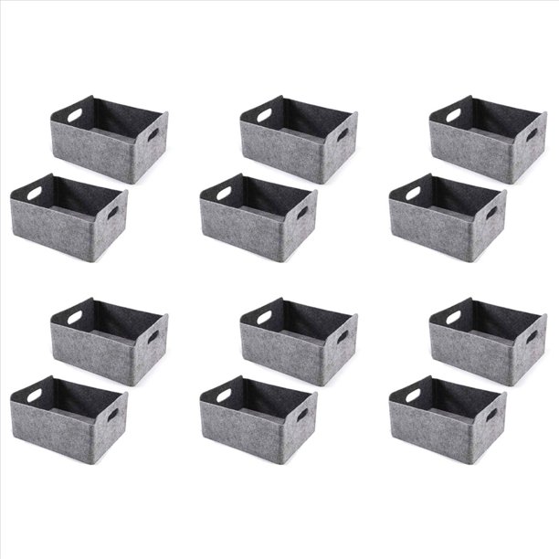 12 Piezas Canasta de Almacenamiento de Fieltro / Contenedor con Asas, Solución de Almacenamiento Plegable y Conveniente