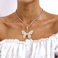 thumbnail image 1 of TidBay Women Rhinestone Inlaid Butterfly Pendant Chain Necklace Party Jewelry Gift, 1 of 8