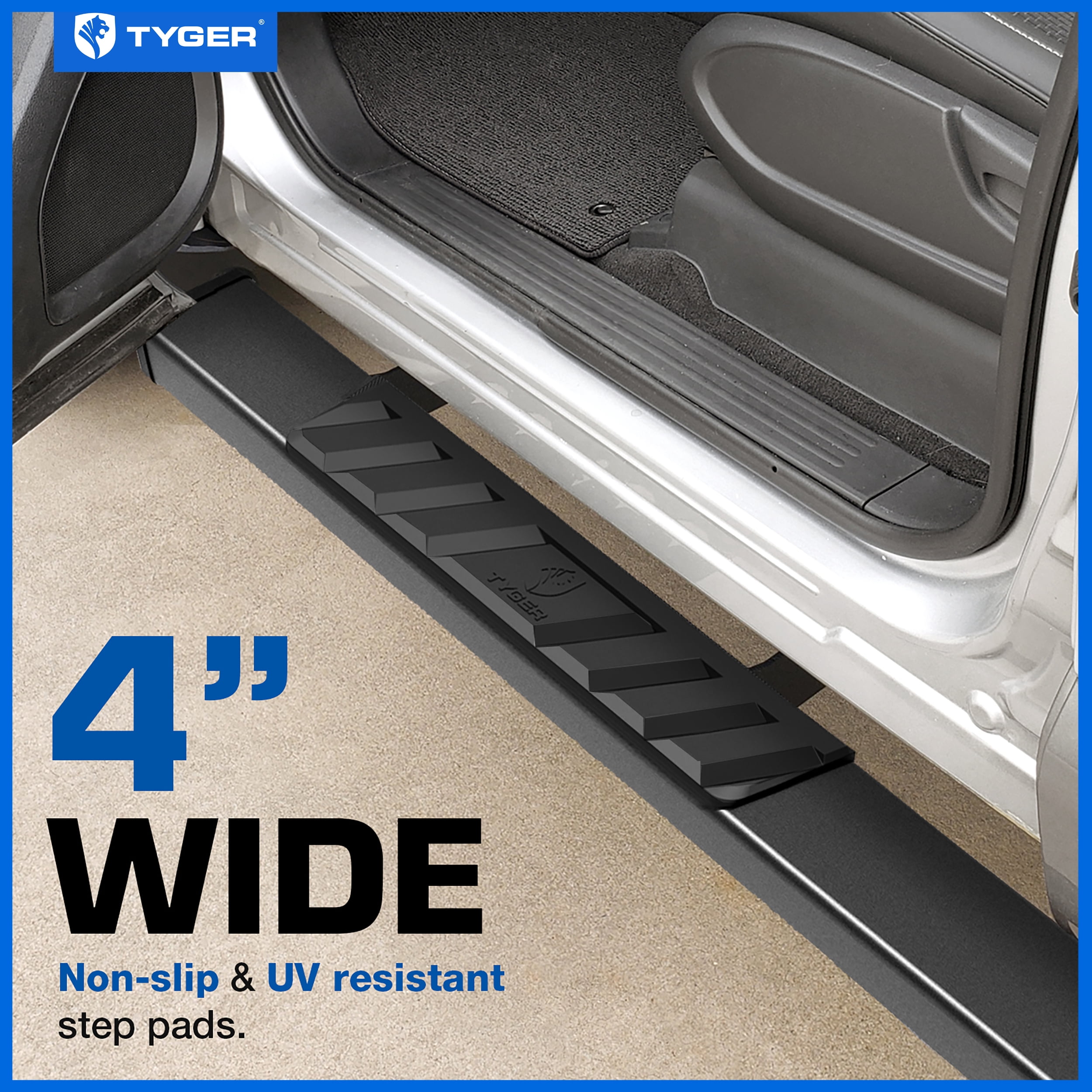 Tyger Auto 4" Riser Running Boards Compatible with 2024-2026 Toyota Tacoma (Fits Hybrid) | Double Cab | TG-RS2T40308 | Side Step Rails Nerf Bars