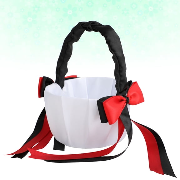 SEWCHICS Reusable Black Wedding Flower Basket Bow for Banquets and Events