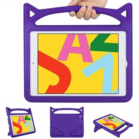EVA Foam Case for iPad 9th/8th/7th Generation 10.2" - Epicgadget EVA Foam Lightweight Shockproof Handle Kickstand Kids Cover Case (Purple)