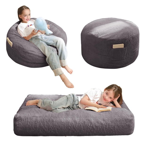 Puf cama MAXYOYO, sofá convertible para niños, gris oscuro