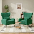 thumbnail image 5 of Hawsaiy Velvet Wingback Accent Chair with Golden Legs and Lumbar Pillow, High Back Upholstered Armchair for Living Room or Bedroom，Green, 5 of 8