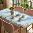 thumbnail image 3 of Jellyfish Coastal Table Cloths for 6 Foot Rectangle Tables, Summer Nautical Starfish Coral Ocean Patio Waterproof Elastic Fitted Tablecloths, Washable Rectangular Table Cover for Camping, 3 of 8