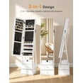 thumbnail image 6 of Skyhill Jewelry Cabinet Armoire, Full-Length Mirror Lockable with with 2 Drawers and Shelf（White）, 6 of 8