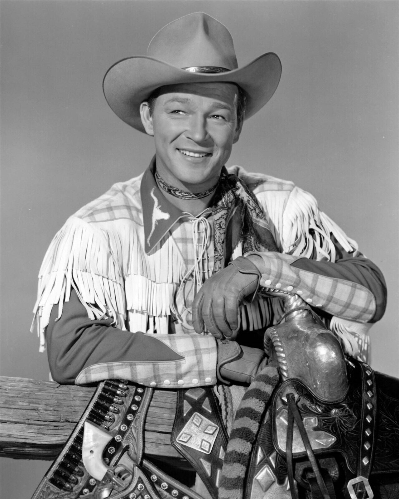 Roy Rogers King of the Cowboys smiling portrait with his saddle 5x7