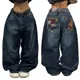 thumbnail image 1 of 2024 nueva tendencia americana Retro Hip-hop bordado patrón pantalones vaqueros holgados para hombres y mujeres Y2K Harajuku gótico pantalones anchos ropa de calle, 1 of 1