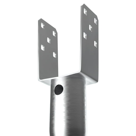 No Dig Mailbox Post Anchor, Heavy Duty Steel U-Shape Fence Stake with 6 Lag Bolts and Rebar, DIY Screw in Ground Holder, 27.56 Inch