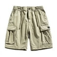 thumbnail image 3 of AXXD Khaki Shorts Men Casual Summer Cargo Shorts Running Shorts Multiple Pockets Elastic Waist Cotton Hiking Shorts New Arrival, 3 of 10