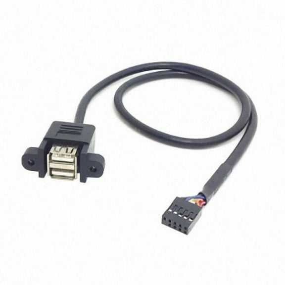 Chenyang CY 50cm Stackable Dual USB 2.0 A Type Female to Motherboard 9 Pin Header Cable with Screw Panel Holes Cable