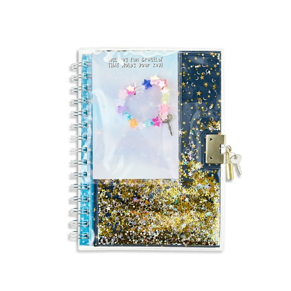 Pen+Gear Gold Star Shaker Locking Hardcover Journal, 5.75" x 8", 160 Pages,For Chlidren
