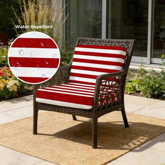 Outdoor Patio Cushion Covers 4 Pack Classical Stripe Patio Chair Cushion Covers with Ties and Zipper Red Waterproof Outdoor Seat Cushion Covers for Patio Furniture 20"x18"