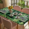 thumbnail image 3 of St. Patrick's Day Table Cloths for 4 Foot Rectangle Tables, Spring Green Truck Clovers Flowers Plaid Patio Waterproof Elastic Fitted Tablecloths, Washable Rectangular Table Cover for Camping, 3 of 8