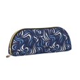thumbnail image 3 of Leather Semi-Circular Storage Bag 7.5×2.6×1.4in Single Pocket Design Semi-Circular Shape Can Be Used As A Storage Pen Makeup Bag Zebra Print Style Steelblue_1, 3 of 7