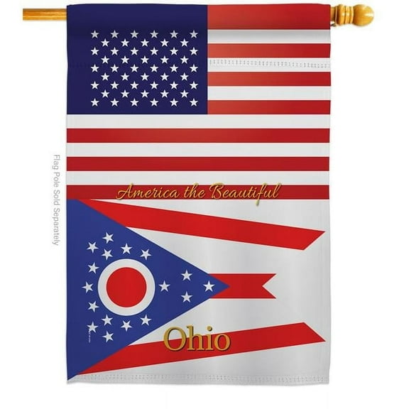 28 x 40 in. USA Ohio American State Vertical House Flag with Double-Sided Decorative Banner Garden Yard Gift