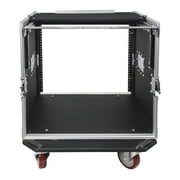 Sound Town 10U PA DJ Pro Audio Rack/Road ATA Case with 11U Slant Mixer Top, 20 Rackable Depth and Casters, 10 Space Size, Pro Tour Grade (STMR-10UW)