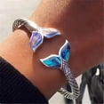 thumbnail image 2 of Pulsera tipo esclava con ajuste en la cola de abulón, joya decorativa, pulseras de plata con forma de pez, 2 of 8