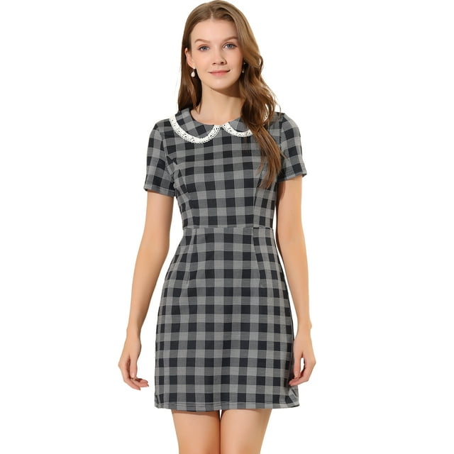 INSPIRE CHIC Robe Décontractée Extensible pour Femme à Manches Courtes avec Col Contrastant