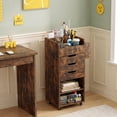 thumbnail image 4 of Costway Paper Storage Cart, Rolling Gift Wrap Station with 3 Drawers & Adjustable Shelf Rustic Brown, 4 of 11