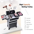 thumbnail image 2 of Professional Rolling Makeup Case Aluminum Cosmetic Trolley 3-in-1  Train Case Organizer Lockable Salon Barber Box Storage with Wheels, 2 of 7