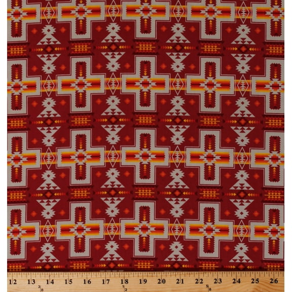 Cotton Southwestern Stripes Designs Crosses Aztec Southwest Red Yellow Striped Tucson 468 Cotton Fabric Print by the Yard (468TERRACOTTA)