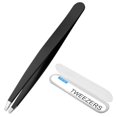 thumbnail image 1 of FIVETAS Pinzas de acero inoxidable para cejas, pinzas planas con estuche para mujeres y hombres, gran precisión en el vello facial de las cejas y depilación encarnada (negro), 1 of 5