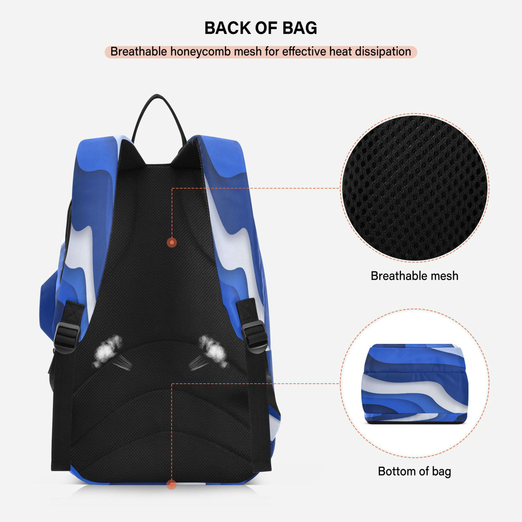 2 Racquet Holder Tennis Backpack Tennis Racket Covers Gym Bags Navy Blue Color Palette