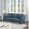thumbnail image 2 of 2pc Navy Chenille Sofa Set & Loveseat for Living Room | Modern Style, Plush Cushions, Unique Arm Support, 5 Seats, Includes Accent Pillows, 2 of 6