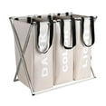 thumbnail image 1 of 3 Section Foldable Laundry Hamper, Large 90L Capacity Laundry Sorter, Oxford Metal X-Frame Clothes Storage Laundry Basket, 1 of 7