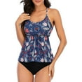 thumbnail image 2 of WREESH Womens Tankini Swimsuit Fashion Bikini Set Swimsuit Two Piece Filled Solid Swimwear Beachwear Beach Bathing Suit Dark Blue, 2 of 5