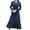 Blue, variant on Antinious Elegant Party Evening Long Dresses for Women Print High Waist V Neck Long Sleeve Fashion Formal Wedding Guest Dress,Birthday Dresses for Women,Women Party Dress,Green,L