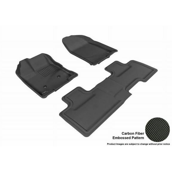 3D MAXpider 2007-2014 Fits Ford Edge 1st Row 2nd Row Kagu Carbon Fiber Embossed Pattern Black Floor Mat L1FR02001509
