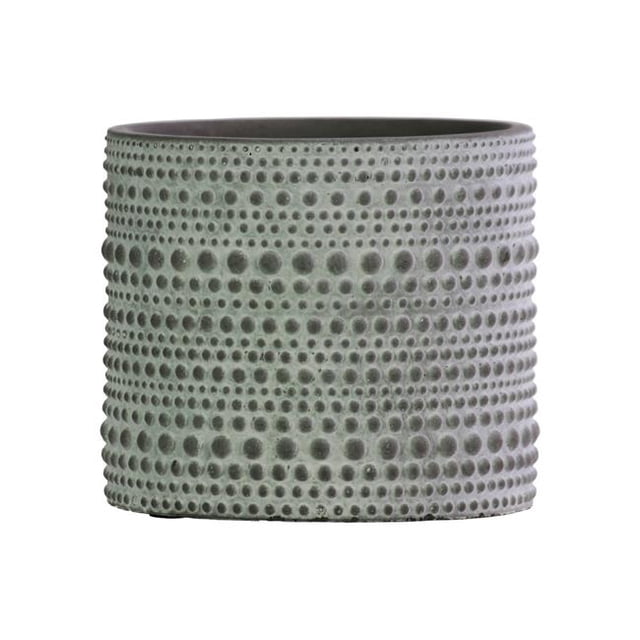 Urban Trend Collection 51904 Pot Rond en Ciment avec Motif Cercles Embossés Corps & Fond Effilé, Béton & Gris