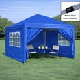 thumbnail image 4 of Pop Up Canopy Tent 10x10, Instant Outdoor Gazebo with Removable Sidewalls, Portable Shade Shelter with 4 Sand Bags & Carry Bag for Patio, Party, Beach, Camping, Blue, 4 of 10