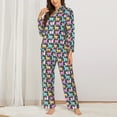 thumbnail image 2 of Yiaed Colorful Alpaca Print Pajamas Women's Long Sleeve Sleepwear Soft Button Down Loungewear Pjs Lounge Set Nightwear Womens Pajama Pants-X-Large, 2 of 7