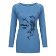 thumbnail image 4 of Mode Femme Décontractée Imprimé Col Rond T-shirt Manches Longues Ample Blouse Pull, 4 of 6