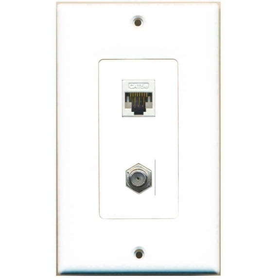 Ultra Spec Cables - 1 Gang Decorative Coax Cat5e Ethernet RJ45 Port Wall Plate Hide Cables