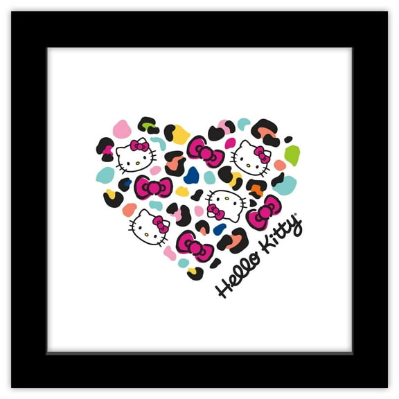 Gallery Pops Sanrio Hello Kitty - Jungle Paradise Heart Wall Art, Black Framed Version, 12" x 12"