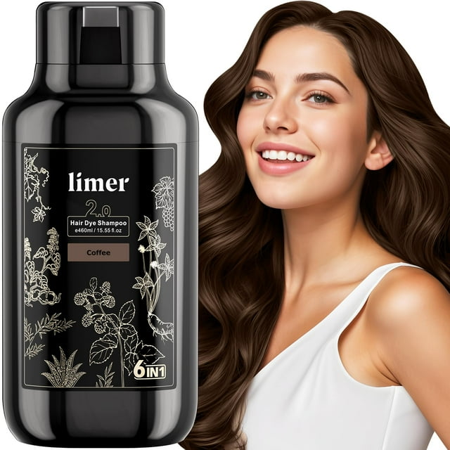 Champú para teñir el cabello Limer Coffee Color 6 en 1, 460 ml, sin amoniaco