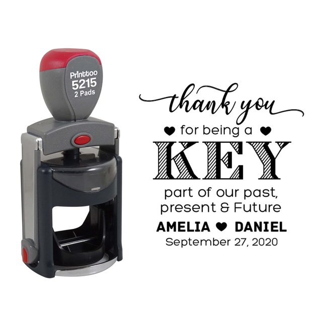 Printtoo Personalized Black Self Inking Opner Favor Rubber Heavy Duty Stamp Thank You For Being A Key Round Custom Stamper-45 mm