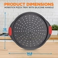 thumbnail image 2 of NutriChef Non-Stick Pizza Tray with Silicone Handles, 6-Pack Round Steel Non-Stick Pans with Perforated Holes, Premium Bakeware, Pizza Trays with Silicone and Oversized Handles, Dishwasher Safe, 2 of 4
