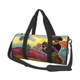 thumbnail image 2 of Xecao Beautiful African Woman print Round Travel Duffel Bag is a foldable gym bag with an inner pocket, perfect for travel sports, 2 of 8