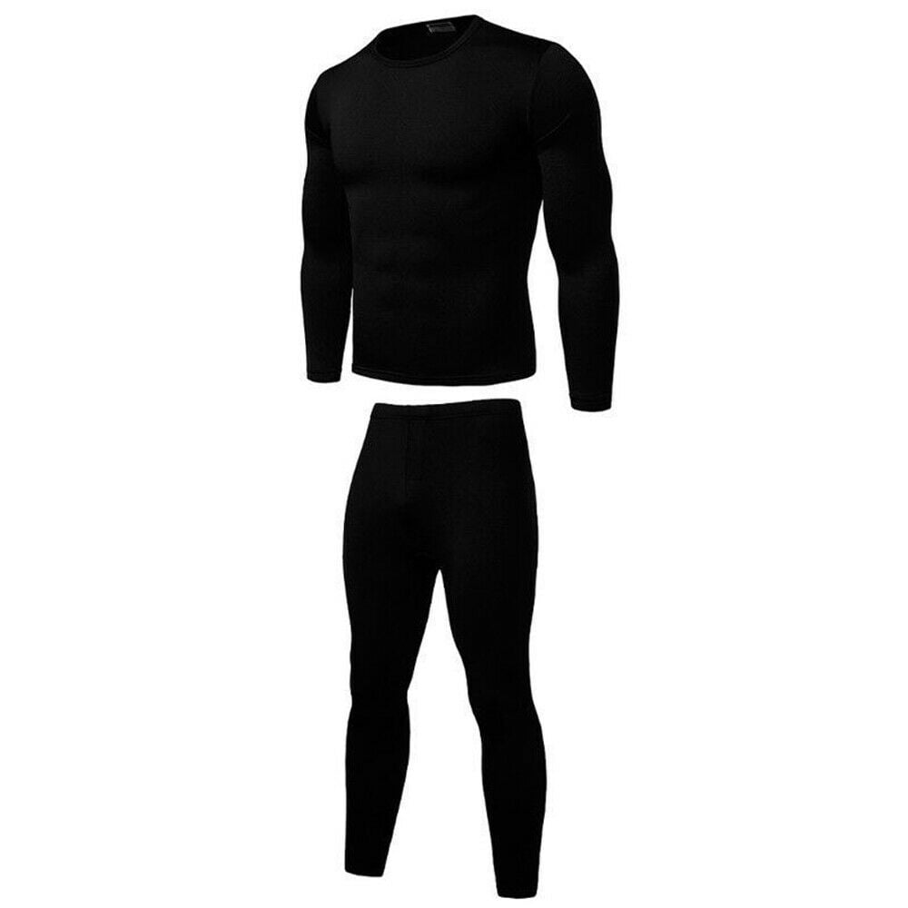 2PCS Mens Winter Warm Ultra-Soft Fleece Lined Thermal Top & Bottom Underwear Set