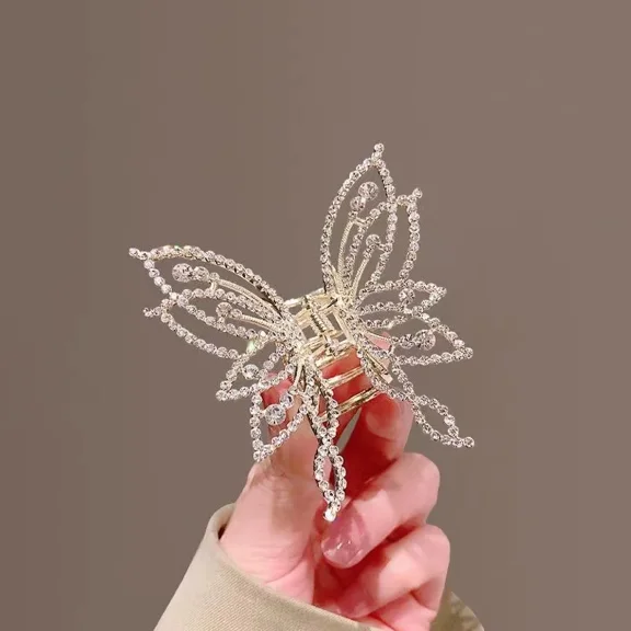 1Pc Butterfly Hair Clips, Pearl Rhinestone Hair Clips, Gold Hair Clamps, Hair Accessories for Girls and Women, Birthday Gifts